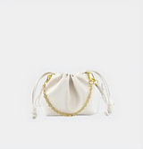 Elegant Bucket Leather Bag with Gold Chain