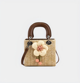 Floral Charm Woven Handbag