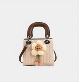 Floral Charm Woven Handbag