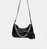 Quilted Leather Shoulder Bag with Chain Accent