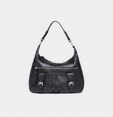 Cowhide Cross Shoulder Bag with Slit Pockets