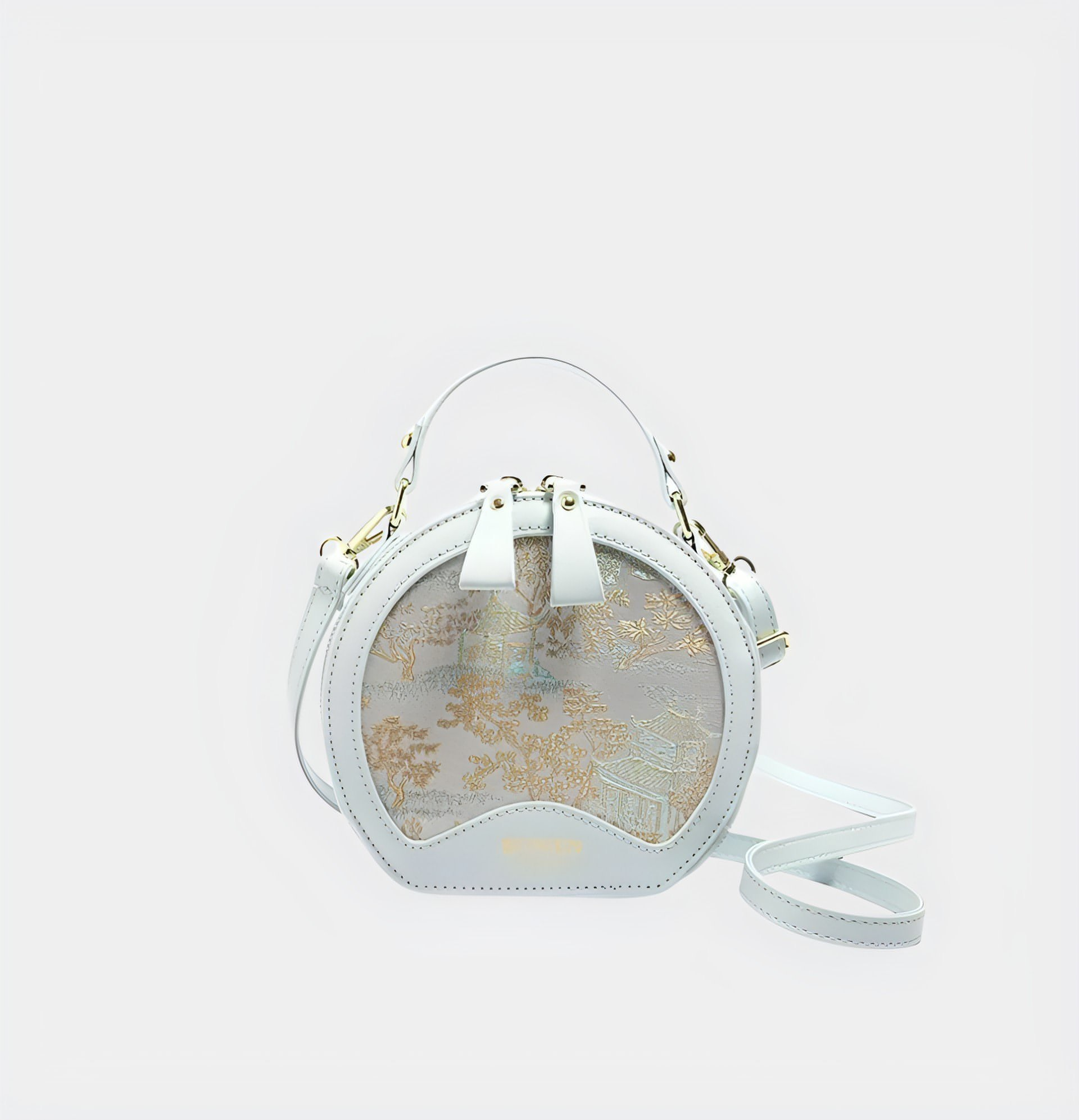 Elegant Embroidered Round Crossbody Bag