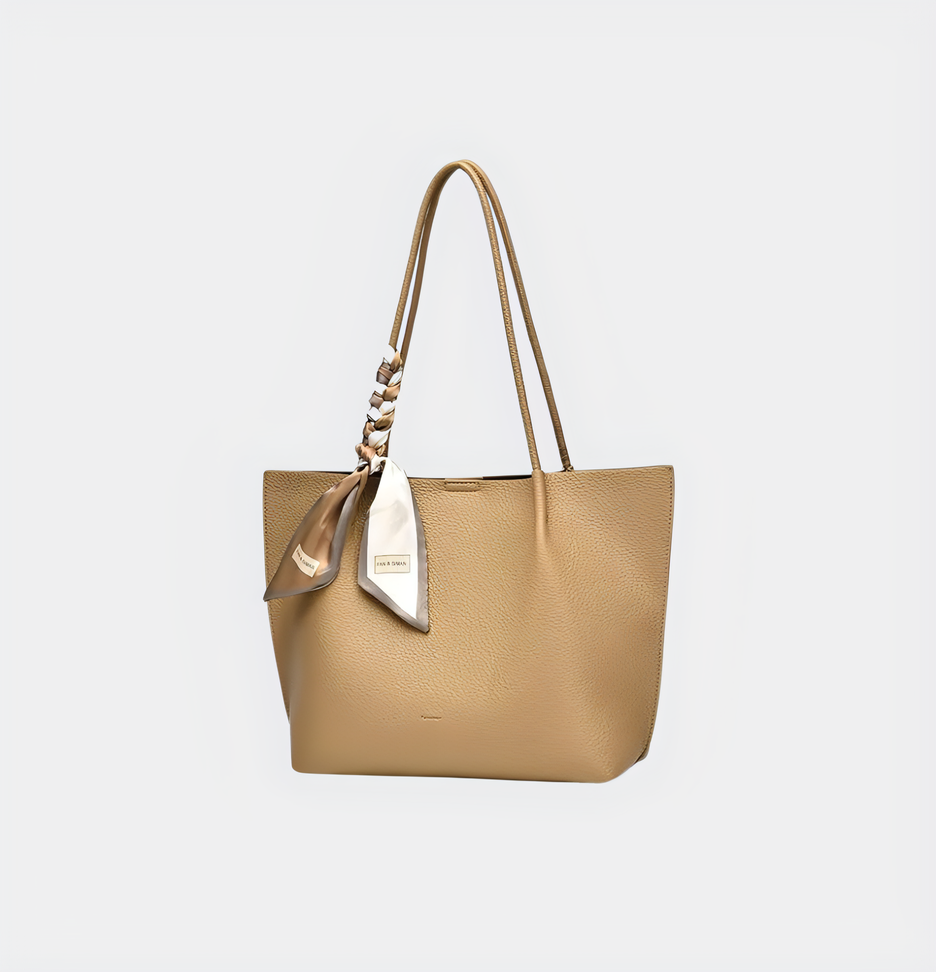 Classic Tote Bag with Scarf Accent