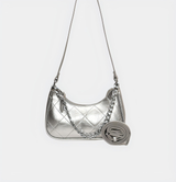 Quilted Leather Shoulder Bag with Chain Accent