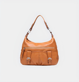 Cowhide Cross Shoulder Bag with Slit Pockets