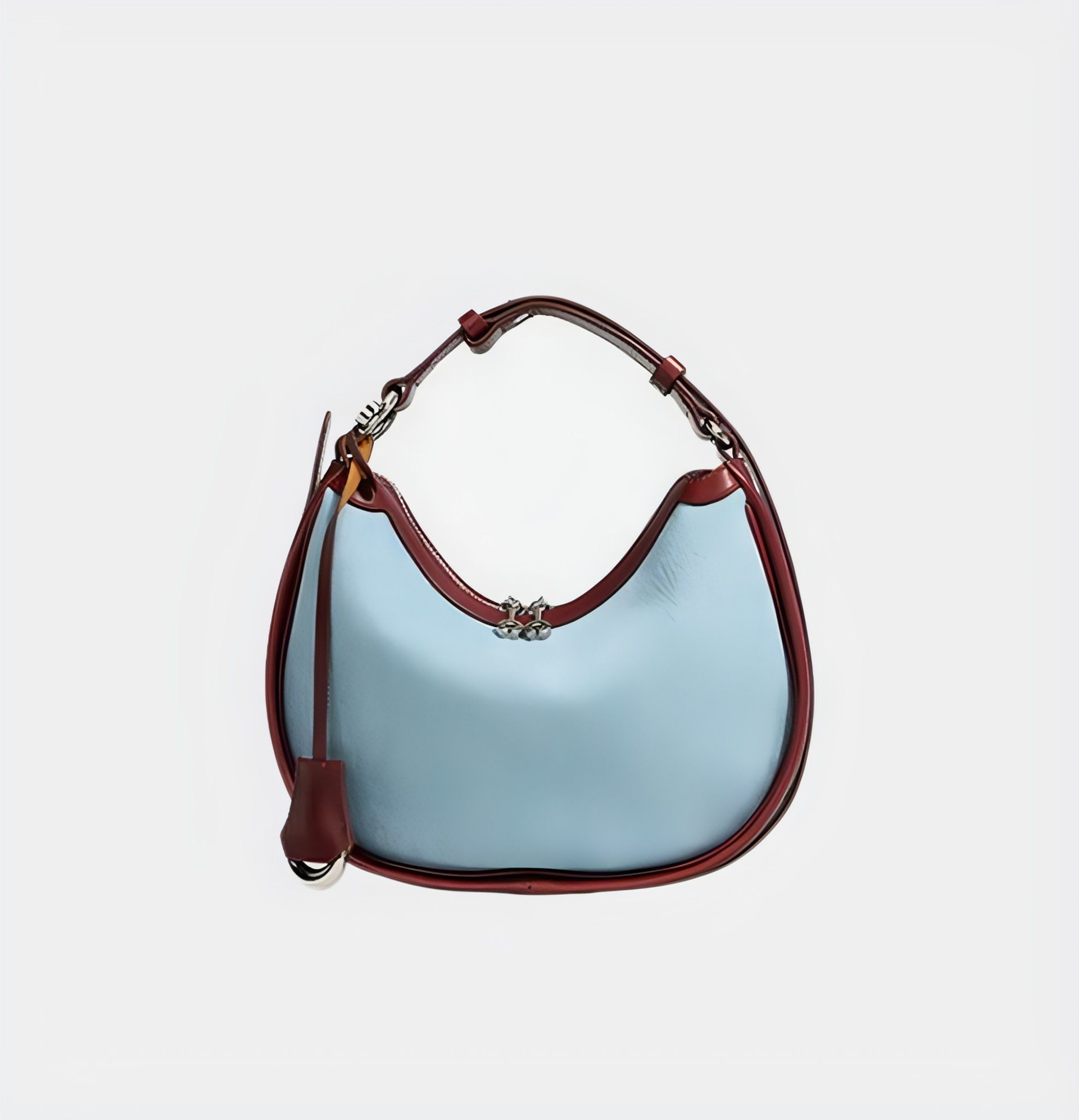 Elegant Denim Crescent Shoulder Bag