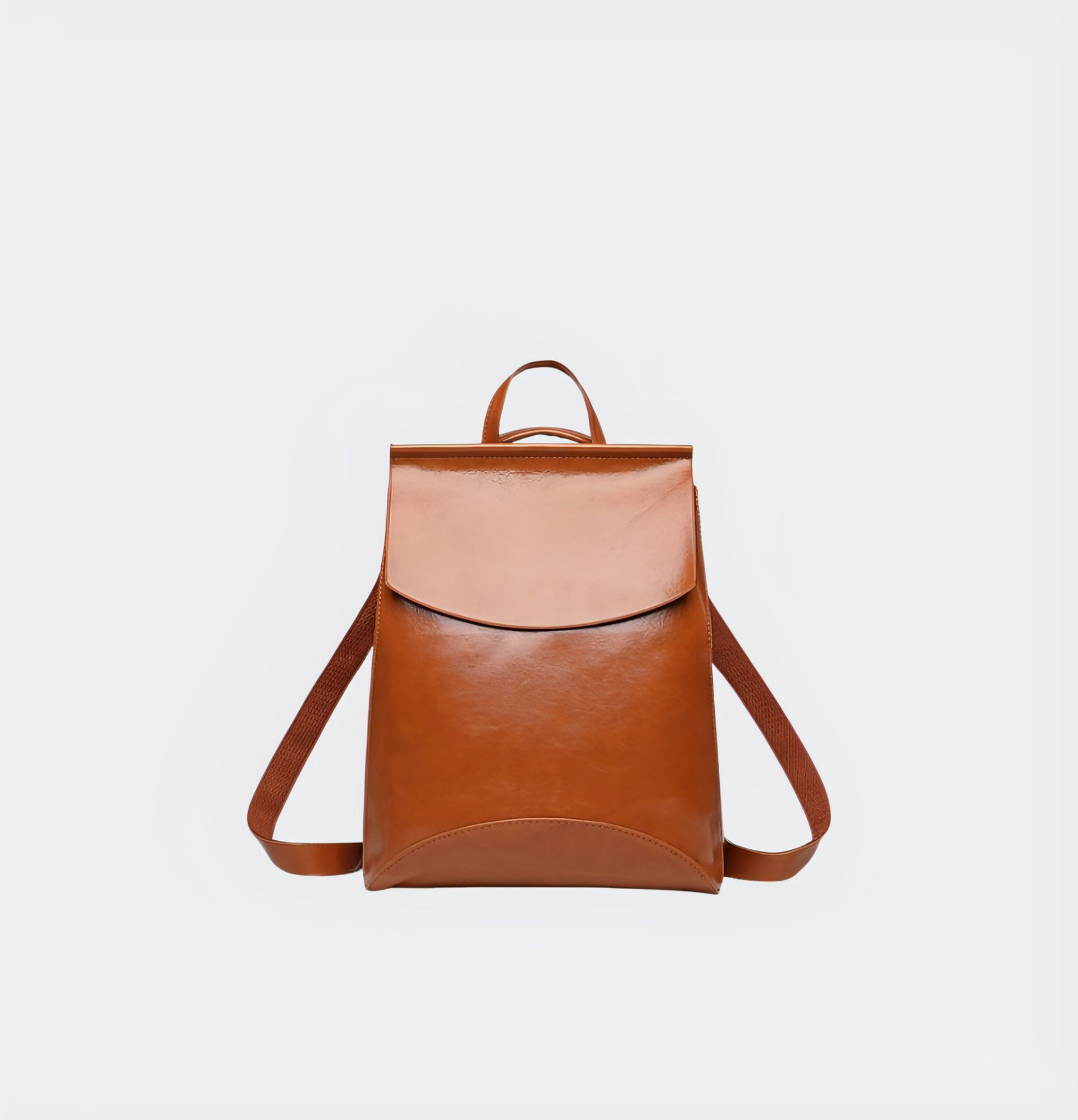 Cowhide Backpack with Zipper