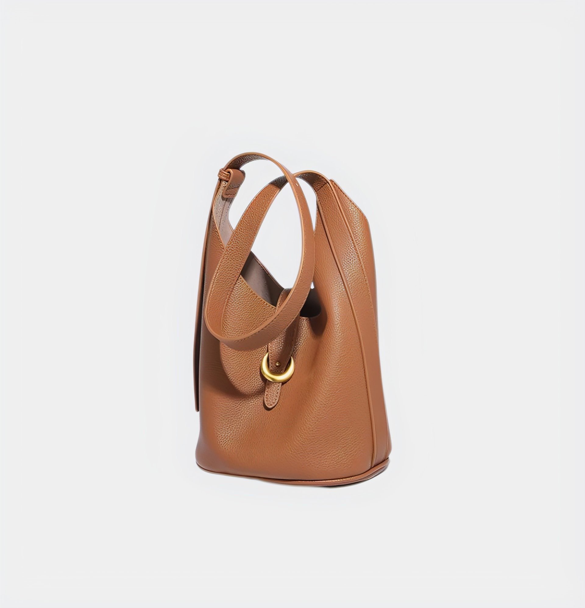 Elegant Bucket Shoulder Bag with Gold Accent