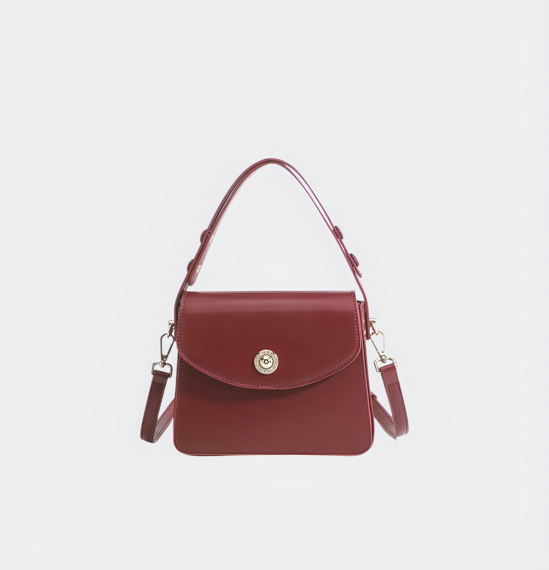 Classic Structured Shoulder Bag with Gold Accent