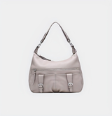 Cowhide Cross Shoulder Bag with Slit Pockets