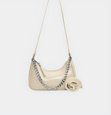 Quilted Leather Shoulder Bag with Chain Accent