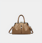 Classic Leather Handbag with Clasp Closure