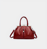 Classic Leather Handbag with Clasp Closure