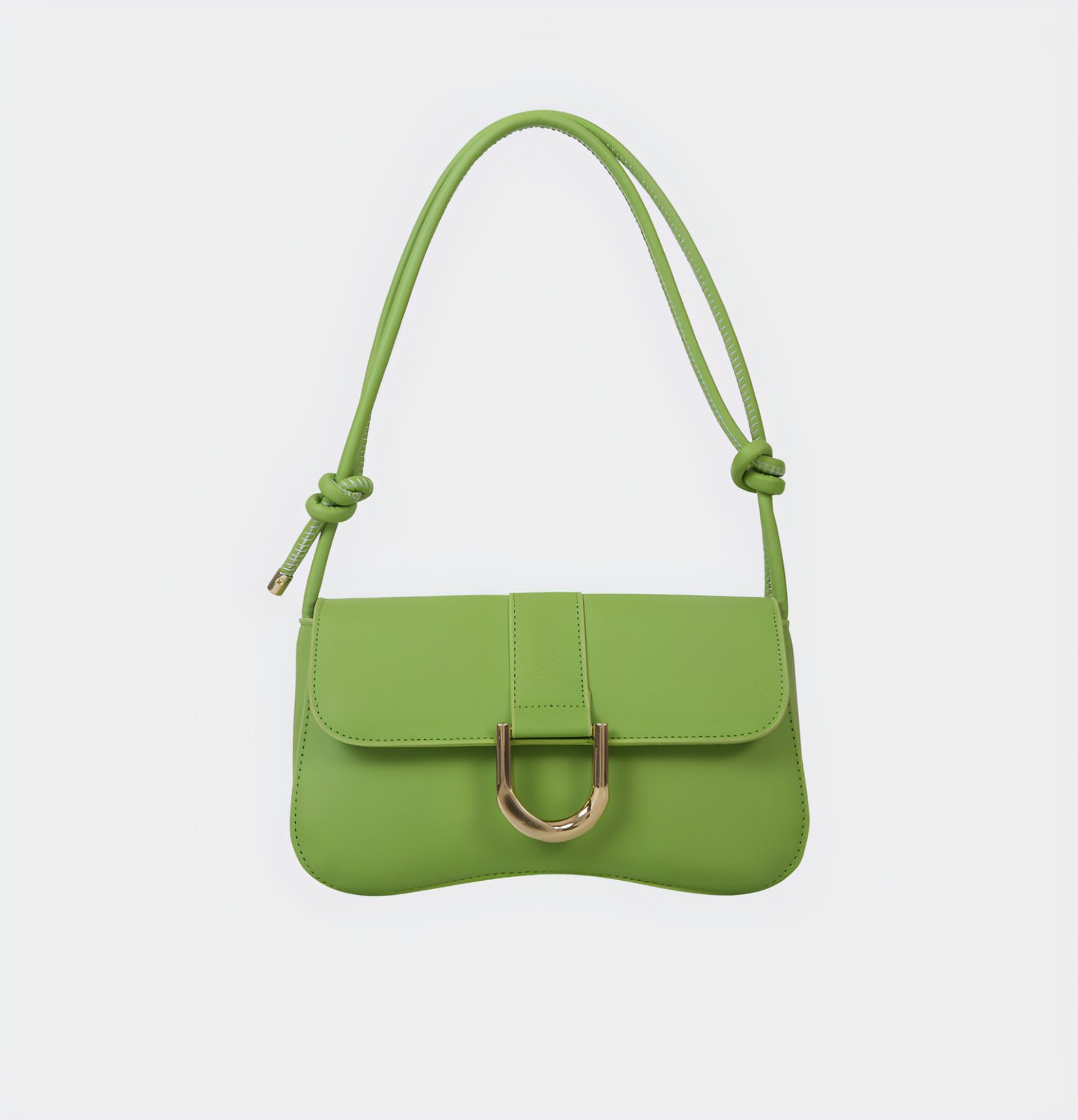 Green One-Shoulder Bag with Knots