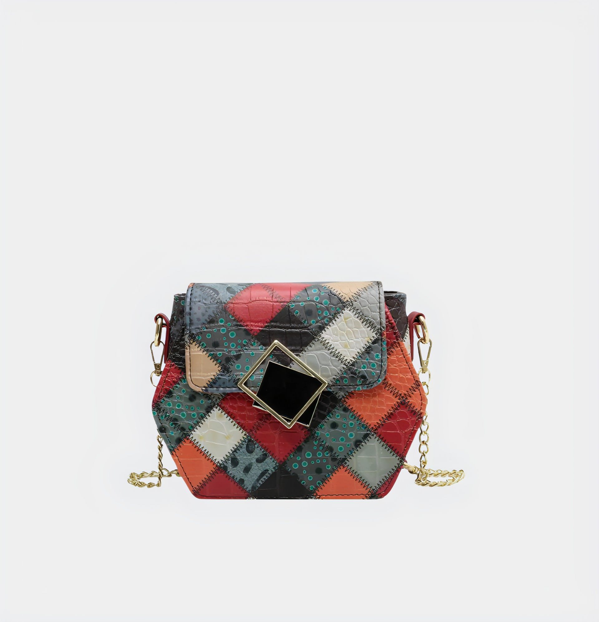 Geometric Patchwork Crossbody Bag